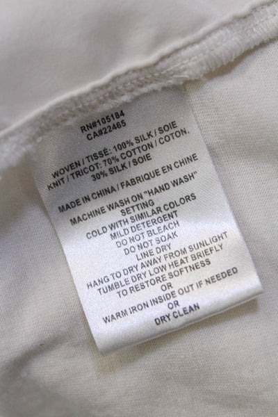 Go By GoSilk Womens Silk Zippered Detail Long Sleeve Blouse Solid White Size XS