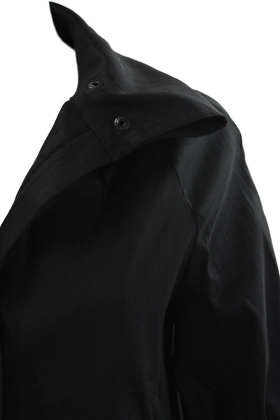 Samuel Dong Womens Short Sleeve Zipped Buttoned Windbreaker Jacket Black Size S