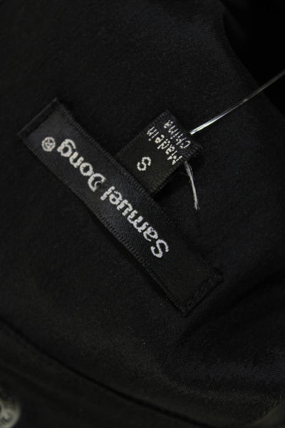 Samuel Dong Womens Short Sleeve Zipped Buttoned Windbreaker Jacket Black Size S