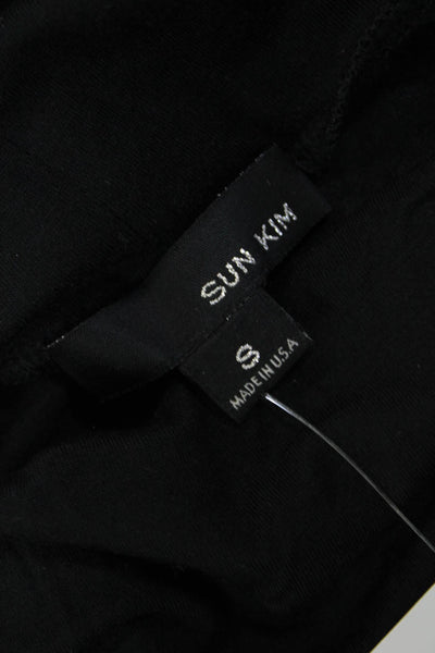 Sun Kim Womens Long Sleeve High Neck Zippered Layered Hem Top Black Size S