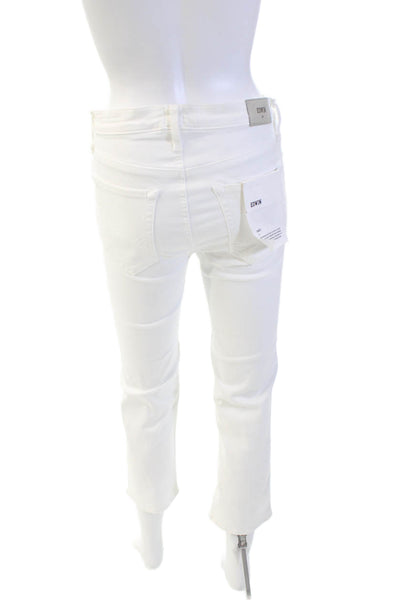 Edwin Womens Cotton Cropped Slim Leg Buttoned Mid Rise Jeans White Size 27