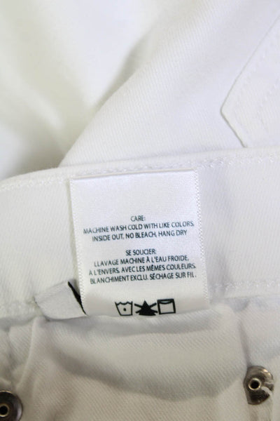 Edwin Womens Cotton Cropped Slim Leg Buttoned Mid Rise Jeans White Size 27