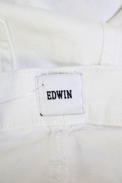 Edwin Womens Cotton Cropped Slim Leg Buttoned Mid Rise Jeans White Size 27