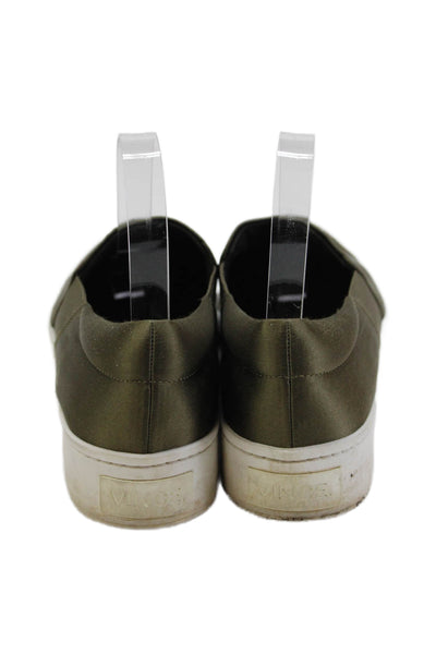 Vince Womens Satin Round Toe Slip On Low Top Platform Sneakers Green Size 7