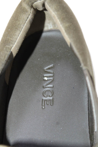 Vince Womens Satin Round Toe Slip On Low Top Platform Sneakers Green Size 7