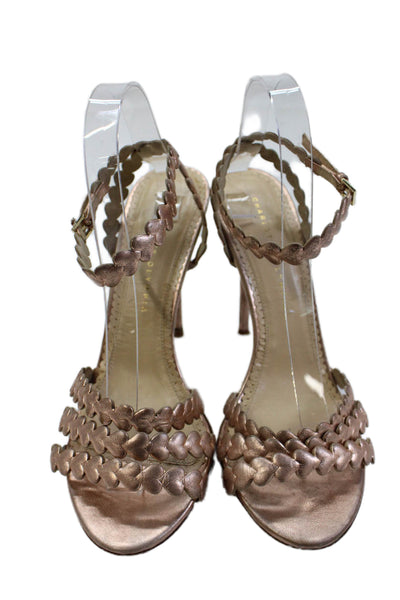 Charlotte Olympia Womens Heart Strap Ankle Strap Heels Sandals Shoes Pink Sz 11