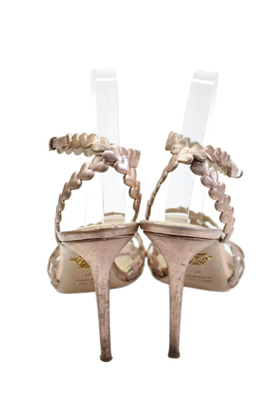 Charlotte Olympia Womens Heart Strap Ankle Strap Heels Sandals Shoes Pink Sz 11