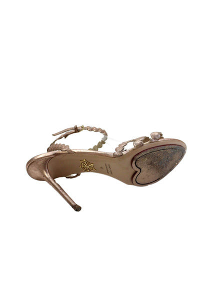 Charlotte Olympia Womens Heart Strap Ankle Strap Heels Sandals Shoes Pink Sz 11