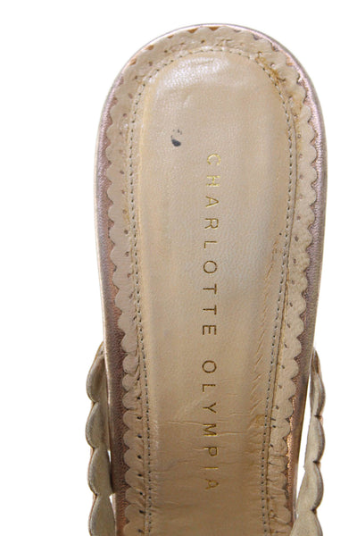 Charlotte Olympia Womens Heart Strap Ankle Strap Heels Sandals Shoes Pink Sz 11