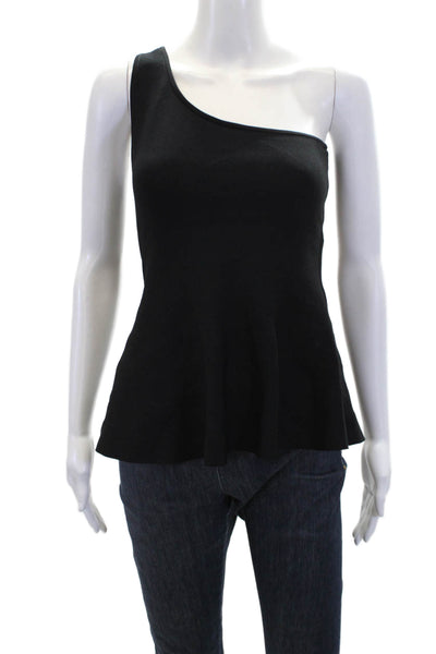 Me + Em Womens Textured A-symmetrical One Sleeve Fitted Tank Top Black Size 04