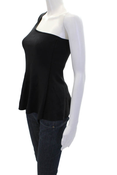 Me + Em Womens Textured A-symmetrical One Sleeve Fitted Tank Top Black Size 04