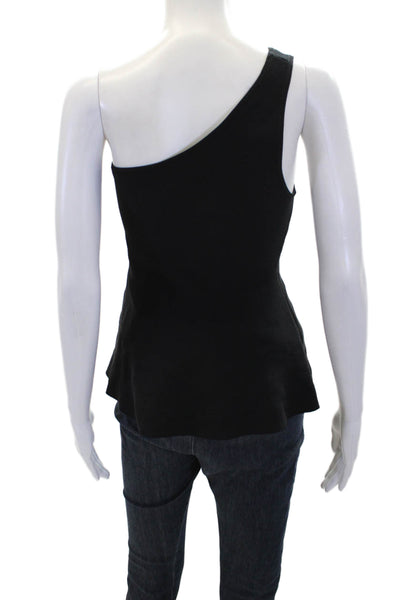 Me + Em Womens Textured A-symmetrical One Sleeve Fitted Tank Top Black Size 04
