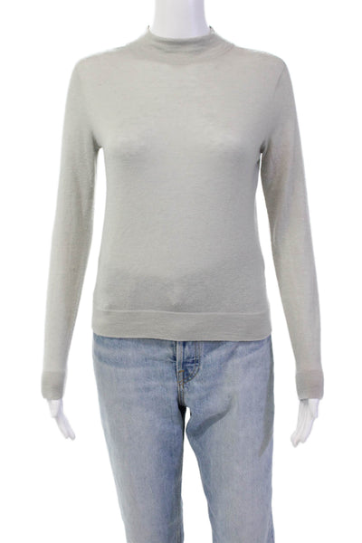Vince Womens Cotton High Neck Long Sleeve Casual Knit Top Gray Size 2XS