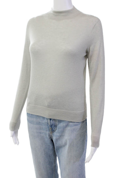 Vince Womens Cotton High Neck Long Sleeve Casual Knit Top Gray Size 2XS