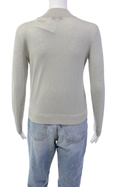 Vince Womens Cotton High Neck Long Sleeve Casual Knit Top Gray Size 2XS