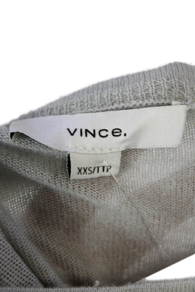 Vince Womens Cotton High Neck Long Sleeve Casual Knit Top Gray Size 2XS