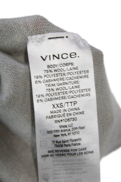 Vince Womens Cotton High Neck Long Sleeve Casual Knit Top Gray Size 2XS