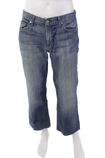 7 For All Mankind Mens Boot Cut Mid Rise Zip Up Jeans Blue Cotton Size 33