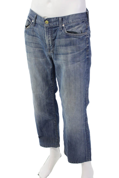 7 For All Mankind Mens Boot Cut Mid Rise Zip Up Jeans Blue Cotton Size 33