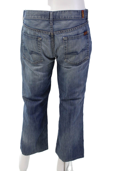 7 For All Mankind Mens Boot Cut Mid Rise Zip Up Jeans Blue Cotton Size 33
