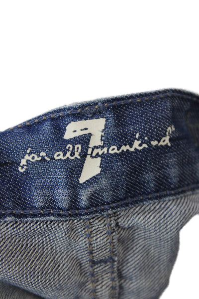 7 For All Mankind Mens Boot Cut Mid Rise Zip Up Jeans Blue Cotton Size 33