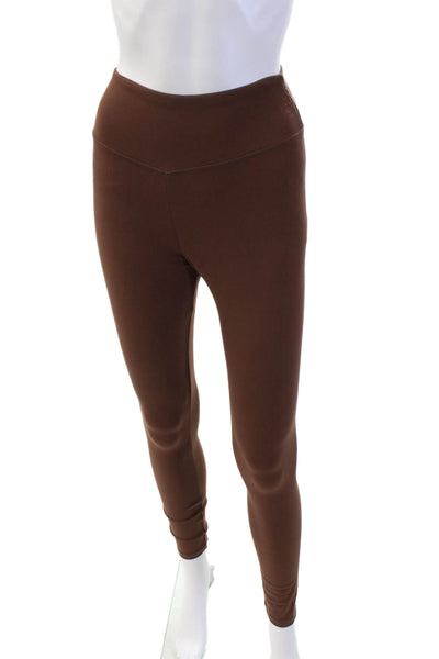 We Wore What Womens High Waisted Solid Ankle Leggings Brown Size M