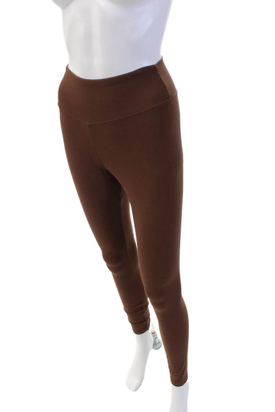 We Wore What Womens High Waisted Solid Ankle Leggings Brown Size M