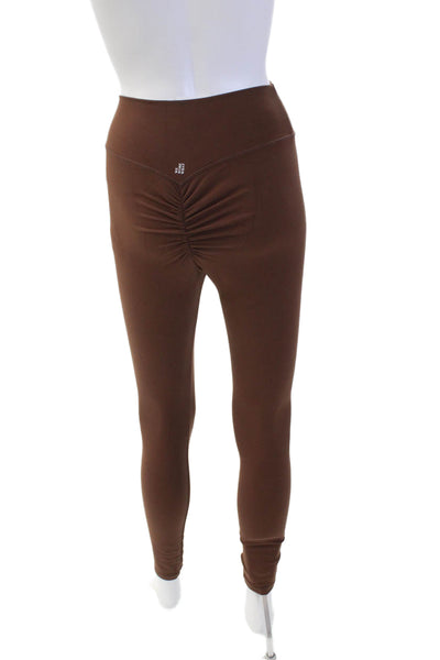 We Wore What Womens High Waisted Solid Ankle Leggings Brown Size M