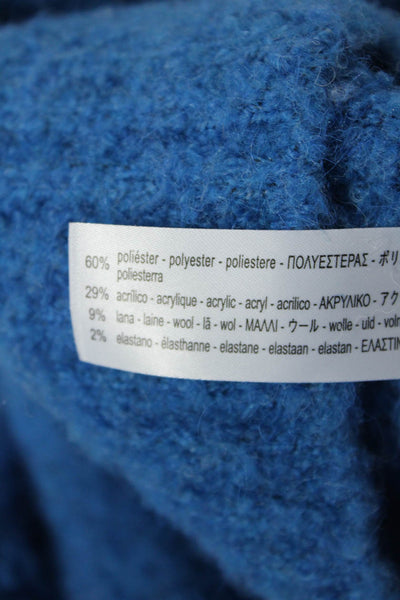 Zara Womens Long Sleeve Quarter Zip Mock Neck Oversized Sweater Blue Size Small