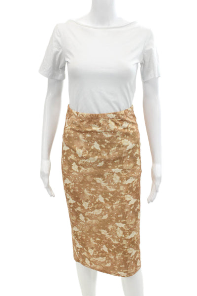 Wilfred Womens Elastic Waistband Knee Length Floral Pencil Skirt Brown Small