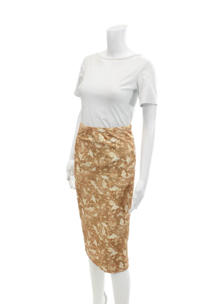 Wilfred Womens Elastic Waistband Knee Length Floral Pencil Skirt Brown Small