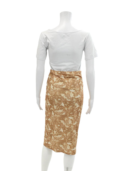 Wilfred Womens Elastic Waistband Knee Length Floral Pencil Skirt Brown Small