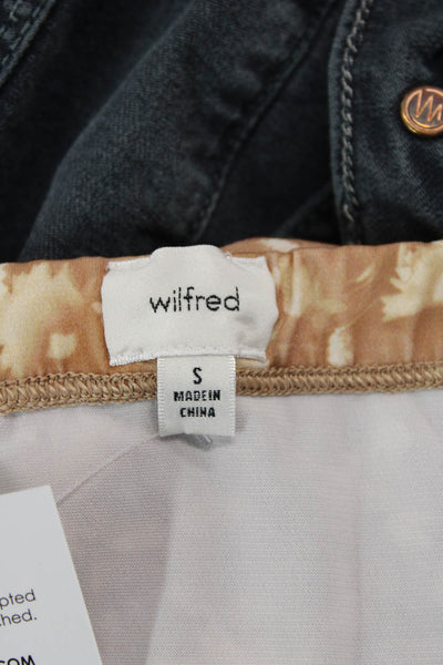 Wilfred Womens Elastic Waistband Knee Length Floral Pencil Skirt Brown Small