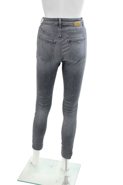 CQY Womens Zipper Fly Mid Rise Skinny Ankle Jeans Gray Denim Size 27