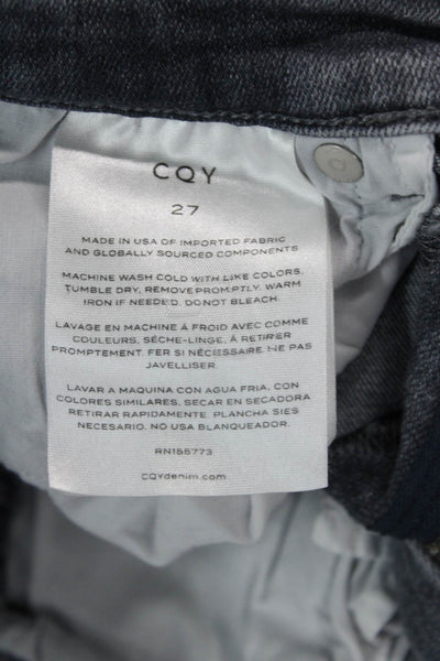 CQY Womens Zipper Fly Mid Rise Skinny Ankle Jeans Gray Denim Size 27