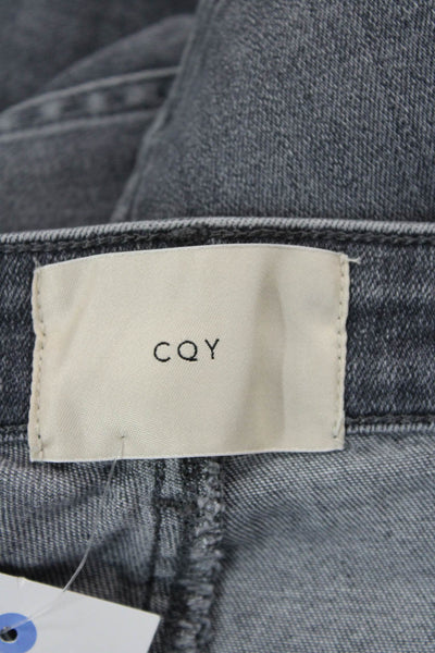 CQY Womens Zipper Fly Mid Rise Skinny Ankle Jeans Gray Denim Size 27