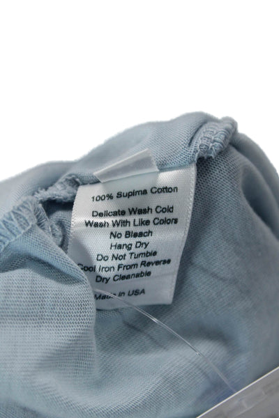 St. Roche Womens Short Sleeve Scoop Neck Mini Shirt Dress Blue Cotton Size Small