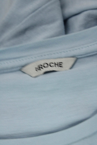St. Roche Womens Short Sleeve Scoop Neck Mini Shirt Dress Blue Cotton Size Small