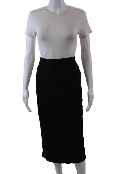 Free People Womens Elastic Waist Slit Hem Unlined A-Line Midi Skirt Black Size S