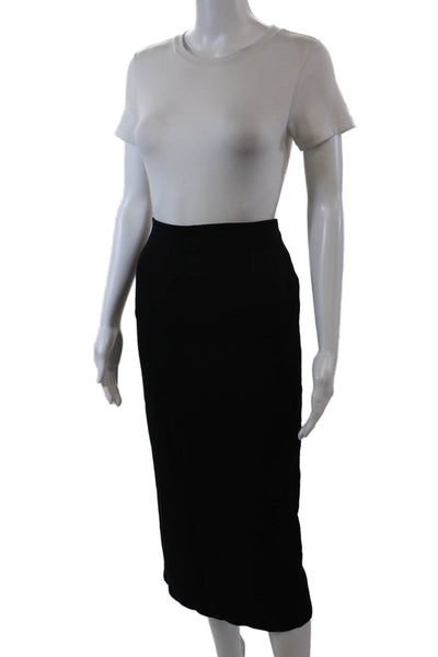 Free People Womens Elastic Waist Slit Hem Unlined A-Line Midi Skirt Black Size S