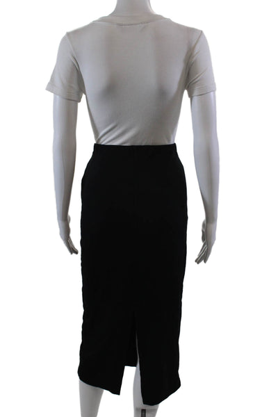 Free People Womens Elastic Waist Slit Hem Unlined A-Line Midi Skirt Black Size S