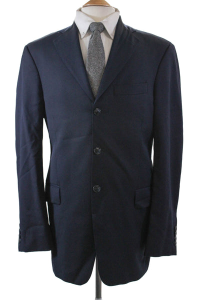 Trabaldo Togna Men's Long Sleeves Lined Button Up Jacket Blazer Blue Size 42
