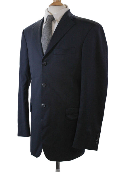 Trabaldo Togna Men's Long Sleeves Lined Button Up Jacket Blazer Blue Size 42