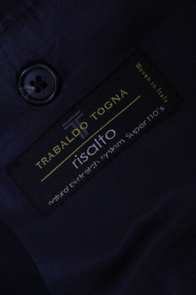 Trabaldo Togna Men's Long Sleeves Lined Button Up Jacket Blazer Blue Size 42