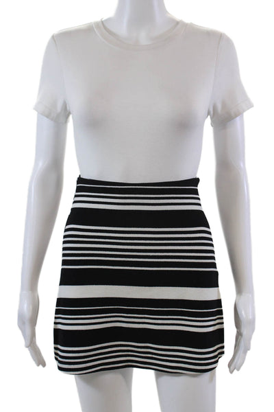 Aqua Womens Striped Zippered A-Line Casual Unlined Mini Skirt Black Size XS