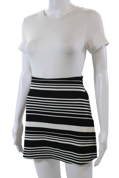 Aqua Womens Striped Zippered A-Line Casual Unlined Mini Skirt Black Size XS