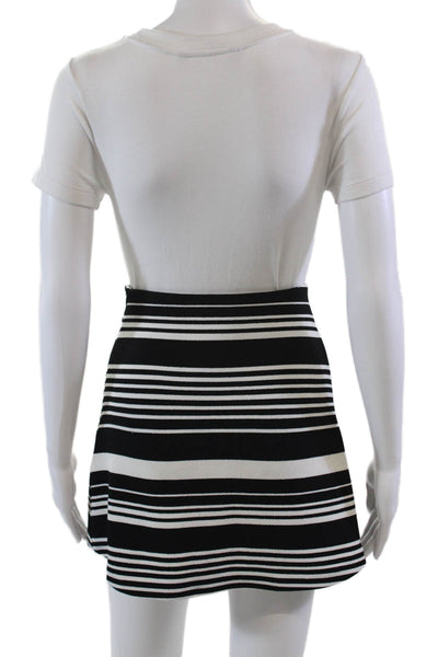 Aqua Womens Striped Zippered A-Line Casual Unlined Mini Skirt Black Size XS