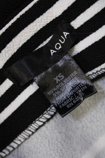 Aqua Womens Striped Zippered A-Line Casual Unlined Mini Skirt Black Size XS