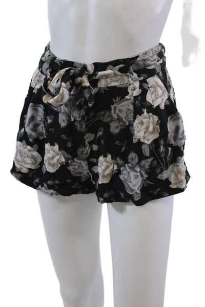 Talula Womens Floral Print Tied High-Waisted Casual Shorts Black Size 0