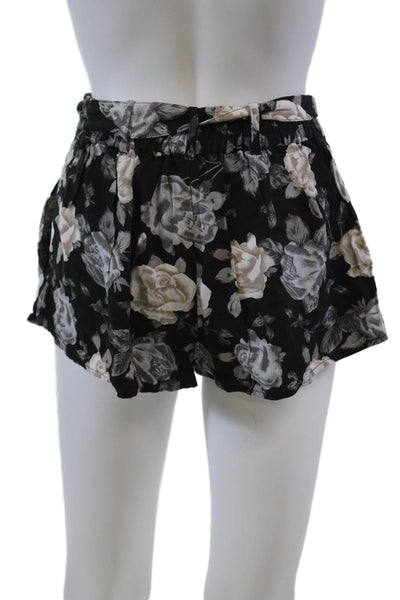 Talula Womens Floral Print Tied High-Waisted Casual Shorts Black Size 0
